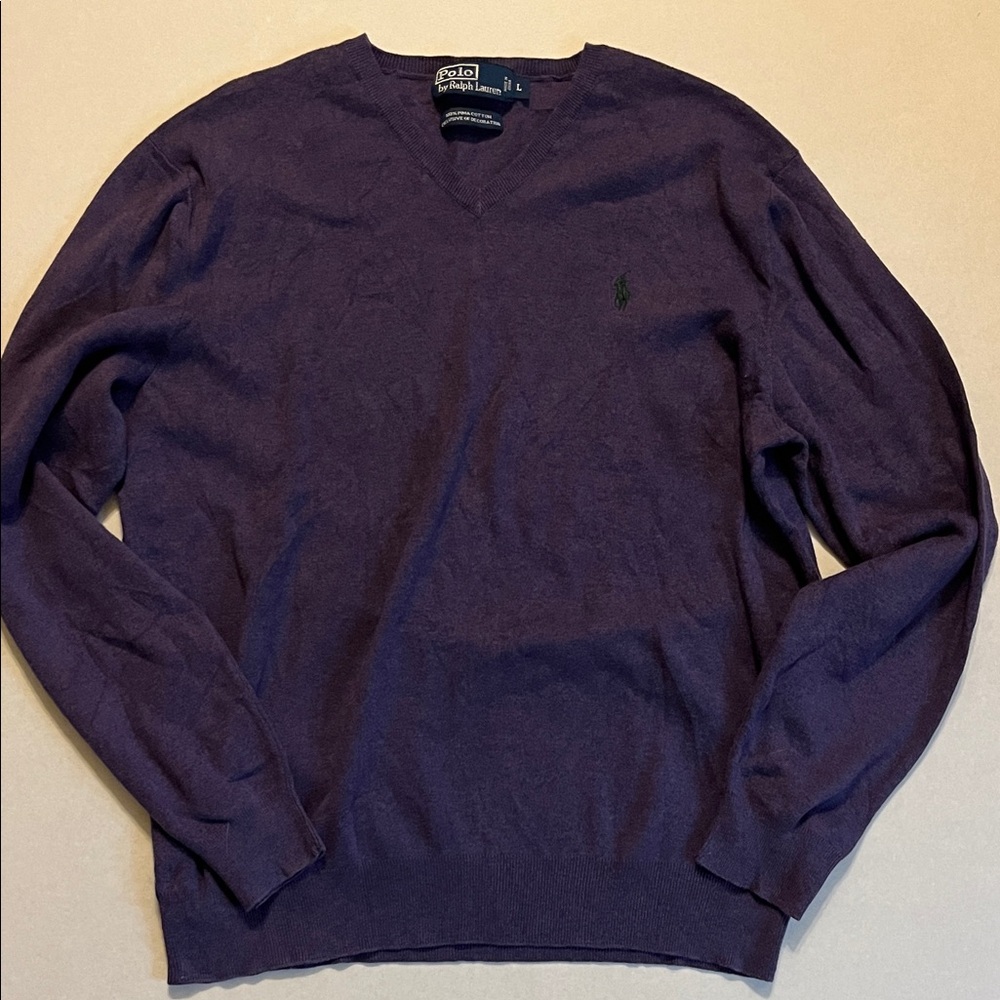 Polo by Ralph Lauren Men's Deep Purple V-Neck Sweater